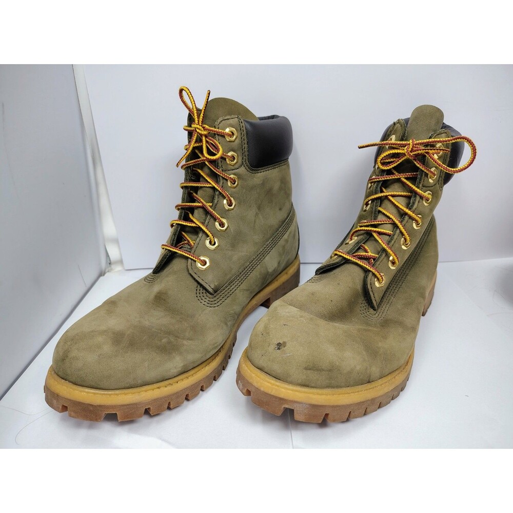 TIMBERLAND Olive Green Boots Size 10 MENS Distressed